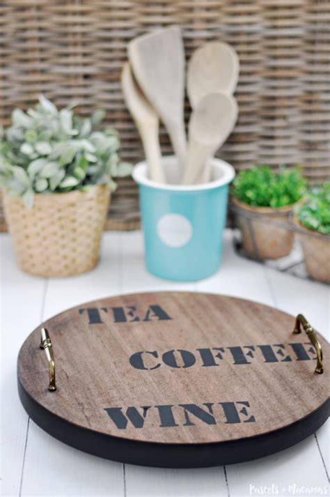 Farmhouse distressed wood tray lazy susan (picture shown is farmhouse gray distressed paint) this lazy susan is 24 in diameter and 4 deep with the handles. How to make an easy rustic style lazy Susan tray - The ...