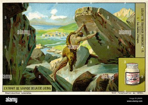 Hercules cleans the Augean stables by redirecting the river. Twelve