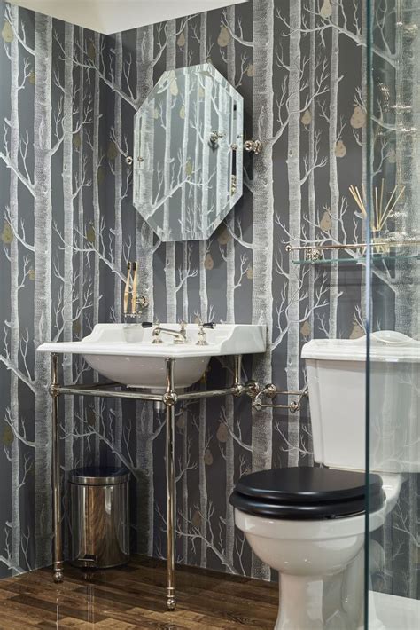 Wallpaper is set to be a big trend in luxury bathrooms this year and we
