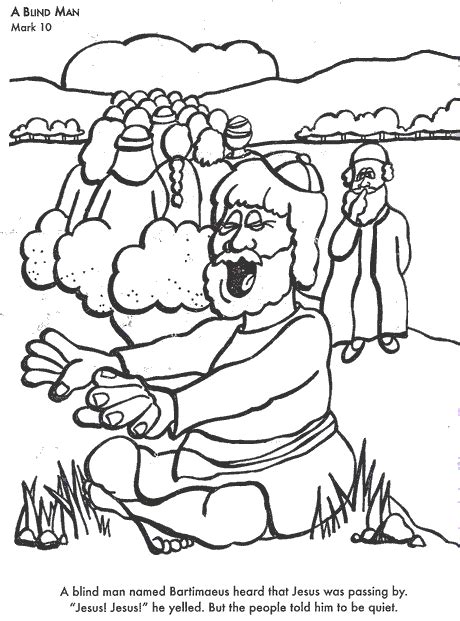 Coloring Page Blind Bartimaeus Activity Sheet When Jesus Walked Through