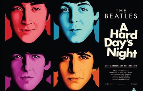 Cartel y tráiler de A Hard Day s Night de los Beatles