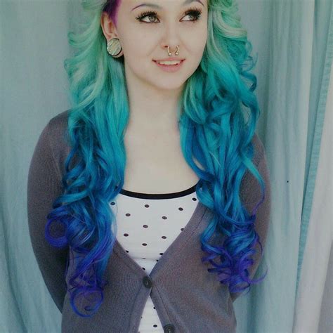Septum Sarah Sorceress I Love Her Blue Ombre Hair Dyed Hair Pastel Blue Hair