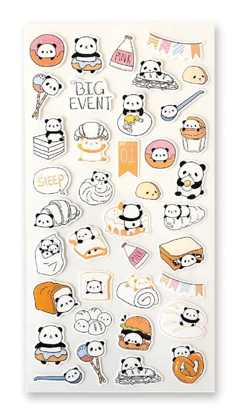 Panda Brunch Sticker Sheet Animal Stickers Cute Stickers Little Panda