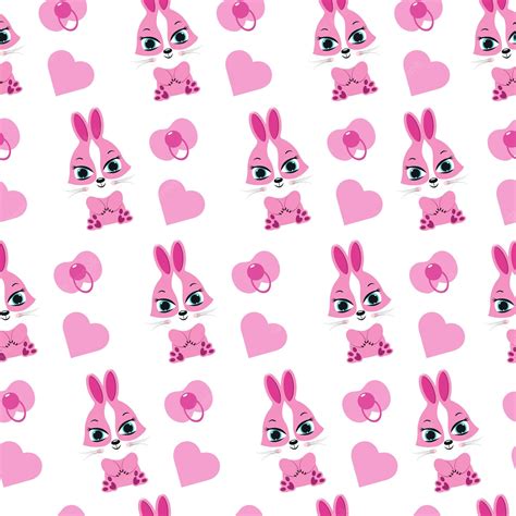 Premium Vector Seamless Pattern With Hares Nipples And Hearts