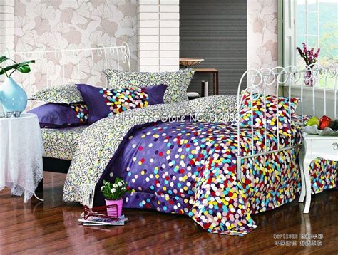 Queen size galaxy bedding set:1* duvet cover 90x 90，2*pillowcase 20x 30. brand new colorful polka dots pattern purple background ...