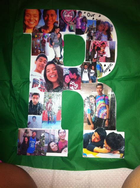 Photo collage gift ideas for boyfriend. DIY bf gift, wood letter , photo collage for anniversary ...