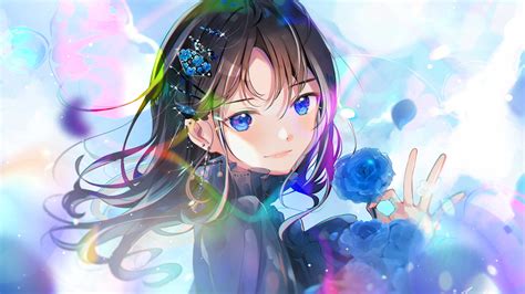 Blue Eyes Black Hair Anime Girl With Blue Dress Hd Anime Girl Wallpapers Hd Wallpapers Id