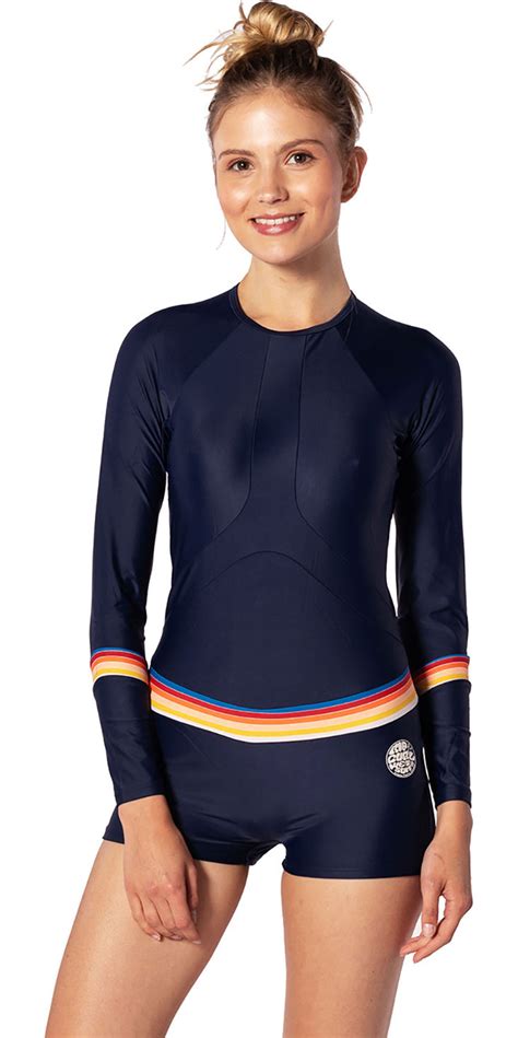 2020 Rip Curl Womens Boyleg Long Sleeve Uv Surf Suit Wly6kw Stripe