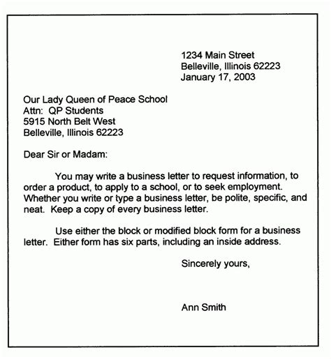 Personal Letter Template Word Format Business Sample