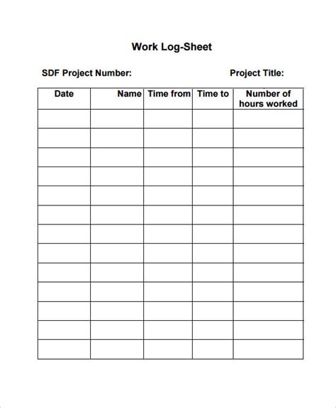 Free Work Log Templates Daily Weekly Monthly Template Section