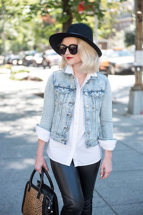 For the queen of sarcasm. How To Style A Denim Jacket + Leather Leggings For Fall ...