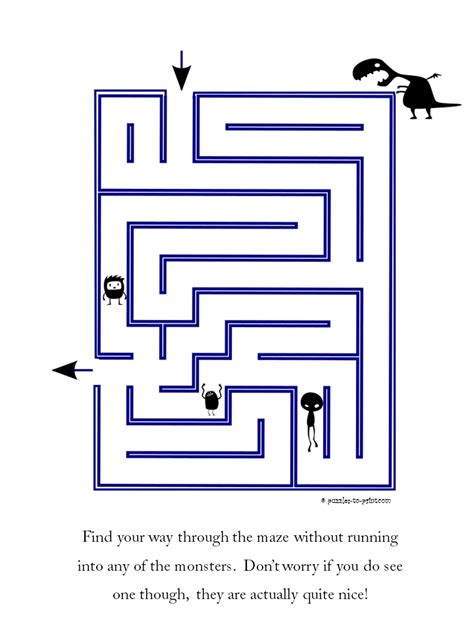 Find Your Way Past The Friendly Monsters In This Easy Printable Maze