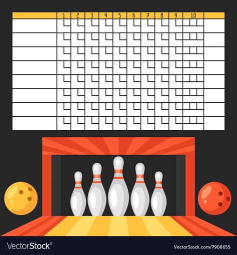 Bowling Score Sheet Blank Template Scoreboard Vector Image