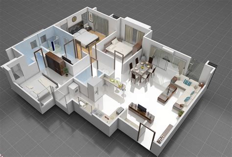 3d House Interior Design Plan Plan 3d Interior Design Home Plan 8x13m