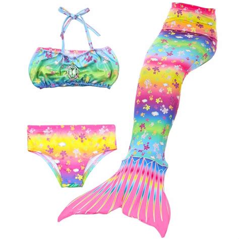 3pcsset Princess Swimmable Child Mermaid Tails Children Mermaid Tail