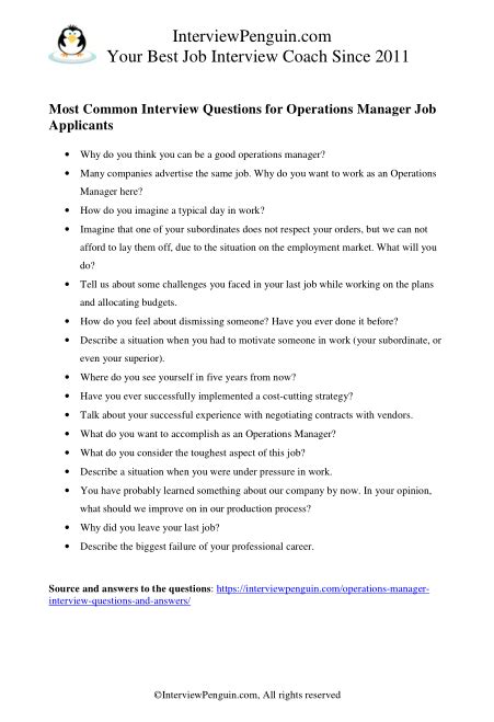 Inspiring an intern at the beginning of their career. 15 Difficult Interview Questions & Answers for Operations ...