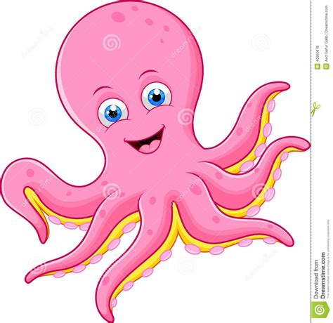 Octopus Cartoon Clip Art Illustration Of Cute Octopus Cartoon