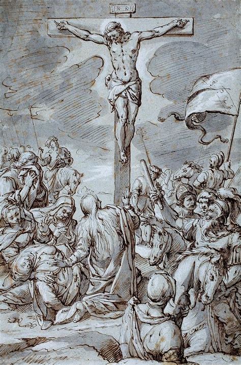 Crucifixion Drawing By Johann Or Hans Von Aachen
