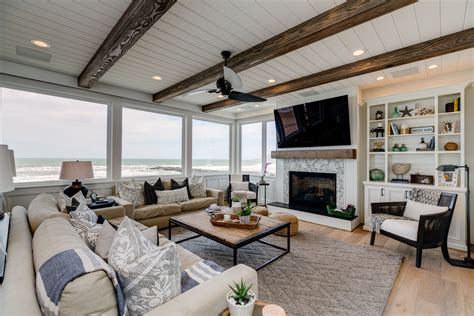 Greatroom Beach House Beach Style Living Room Living Room Wood Floor