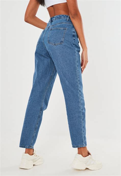 Blue Riot High Waisted Rigid Mom Jeans Missguided Australia