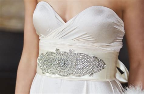 Swarovski Encrusted Bridal Sash In Ivory