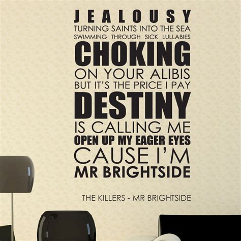 Brightside faster with songsterr plus plan! The Killers wall art sticker Mr Brightside lyrics decal ...