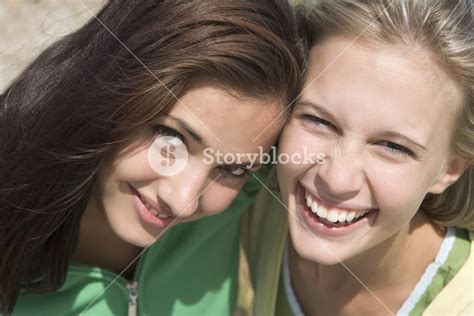 Close Up Of Two Female Friends Hugging Royalty Free Stock Image
