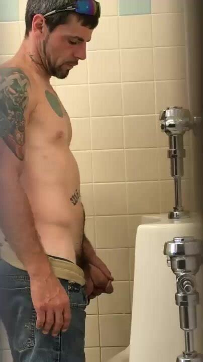 Tattooed Cut Trucker Caught Pissing At Truck Stop Urinal Exposed