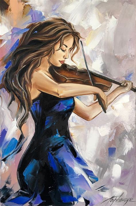 A Painting Of A Woman Playing The Violin