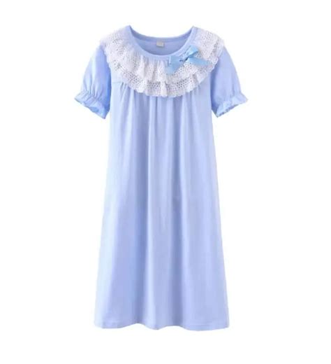 Little Girls Princess Nightgown Cotton Lace Bowknot Sleepwear
