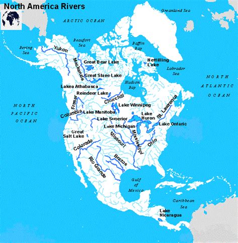 Free Printable Map Of North America Rivers In Pdf North America Map