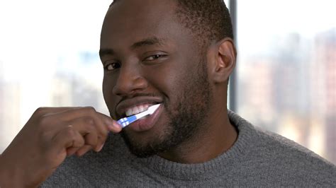 Black Man Brushing Teeth Close Up Stock Footage Sbv Storyblocks
