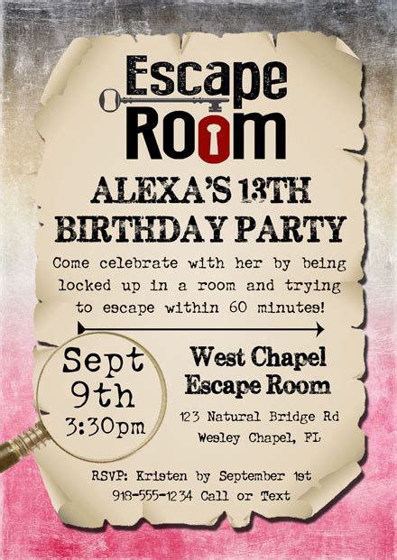 Escape Room Birthday Party Invitations | Kids Birthday