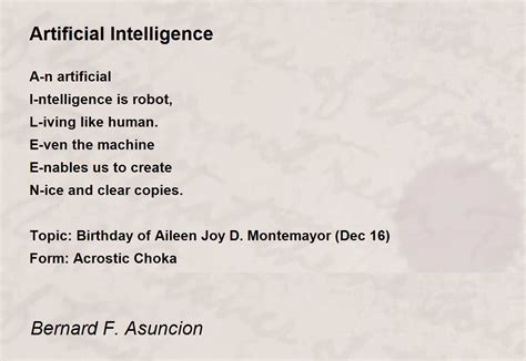 Artificial Intelligence Poem by Bernard F. Asuncion - Poem Hunter