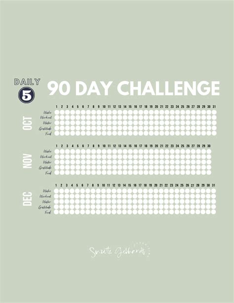 90 Day Calendar Printable