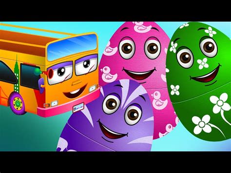Surprise Eggs Nursery Rhymes Wheels On The Bus Learn Colours