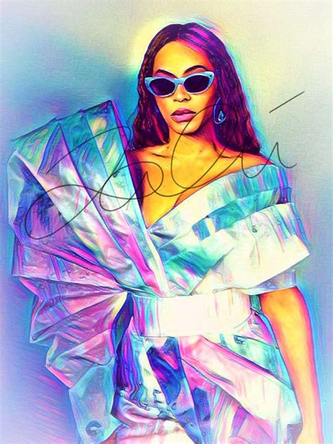 Beyonce Abstract Drawing Print Poster Hand Drawn Pop Art Vibrant