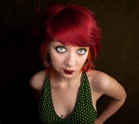 Punky Girl With Red Hair Stock Image Image Of Color 13474601