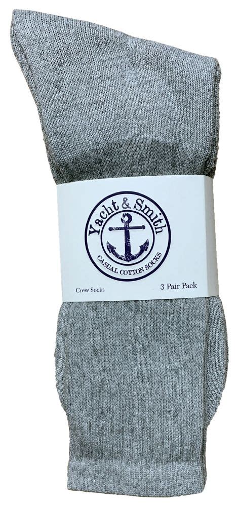 Yacht And Smith Mens Cotton Crew Socks Gray Size 10 13 Bulk Pack At