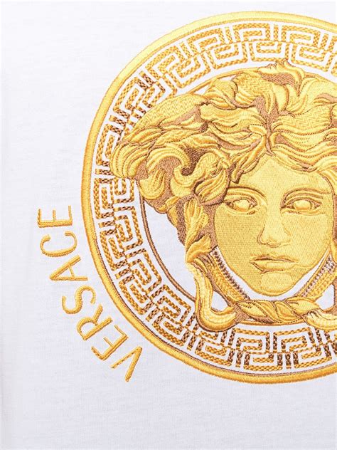 Shop Versace Embroidered Medusa Head Motif T Shirt With Express