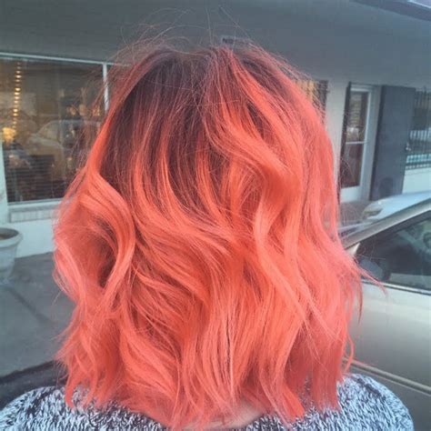Hot Coral Peach Hair Coral Hair Peach Hair Colors