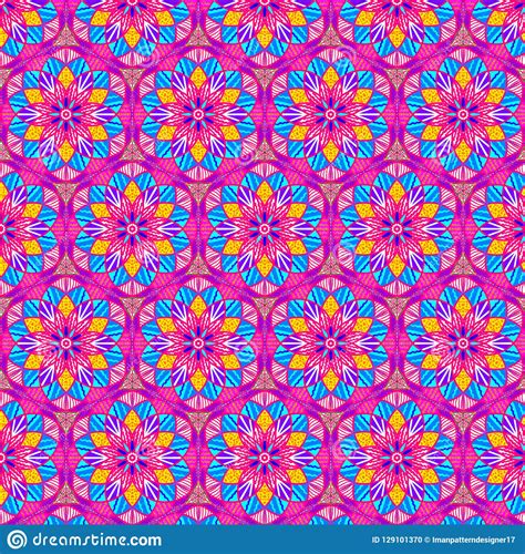 Beautiful Pink, Blue And Yellow Floral Symmetrical ...