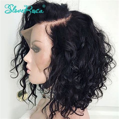 Buy Side Part Curly Lace Front Human Hair Wig Short