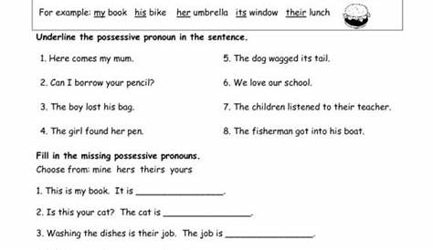 worksheet for possessive pronouns