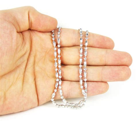 Buy 925 White Sterling Silver Diamond Cut Bead Chain 24 Inch 3mm Online