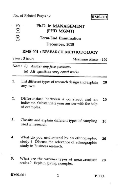 IGNOU RMS 001 Research Methodology Question Paper 2023 2024 Courses