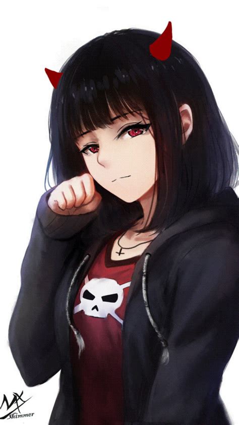 Download Devil Cute Anime Girl Art Wallpaper 1080x1920