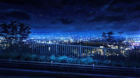 Download Night Sky City Anime Scenery 4k Wallpaper By Katelyngarcia