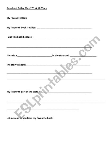 My Favourite Book Esl Worksheet By 4532