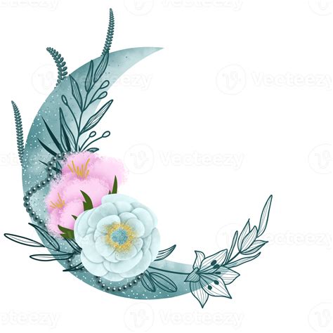 Bohong Moon Flower Watercolor Illustration 8822201 Png
